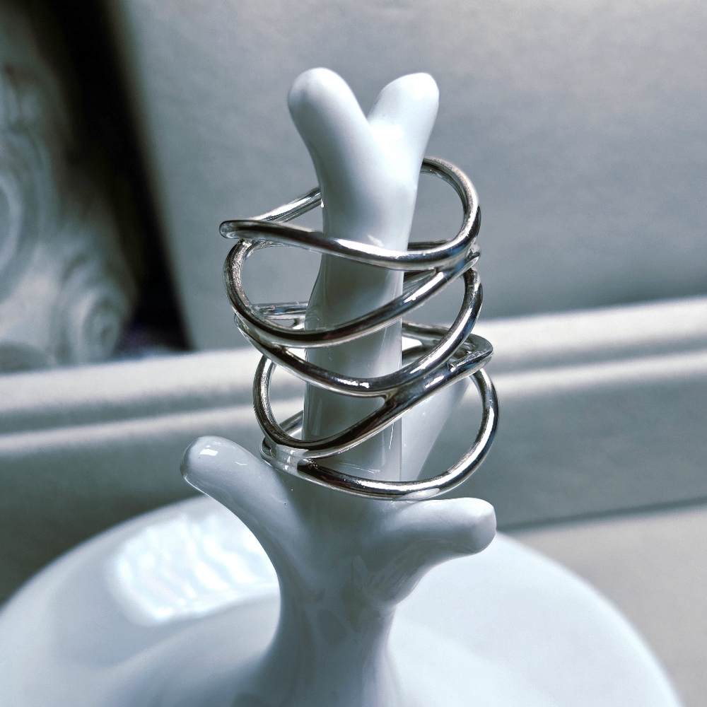 Silver Waves Ring Sz 7